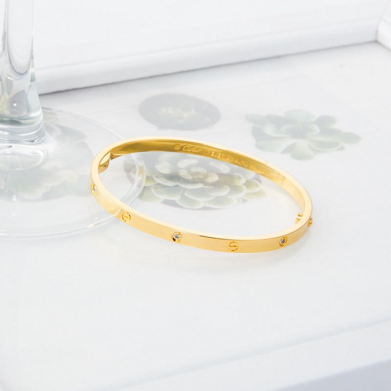 卡地亞 Cartier窄版六鑽手鐲 金黃色 [V金版本] 圈口[16 17 18