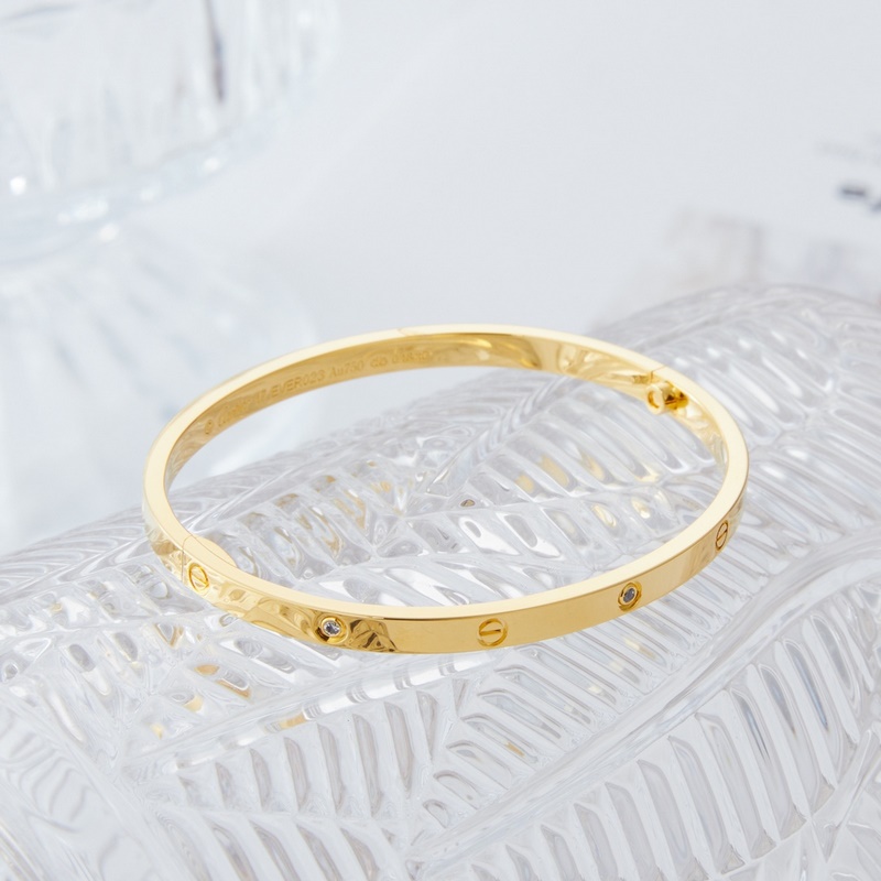 卡地亞 Cartier窄版六鑽手鐲 金黃色 [V金版本] 圈口[16 17 18