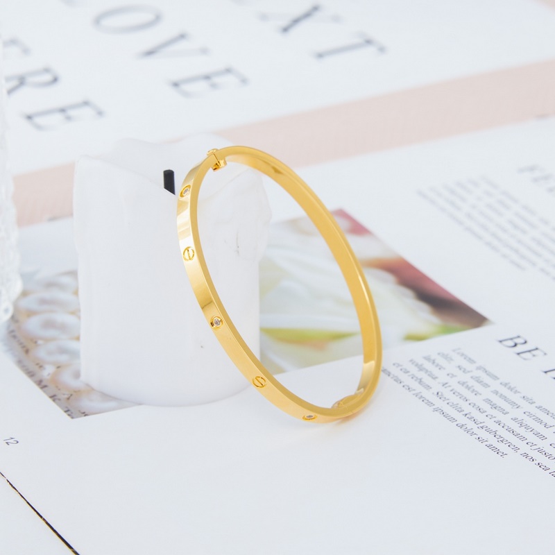 卡地亞 Cartier窄版六鑽手鐲 金黃色 [V金版本] 圈口[16 17 18