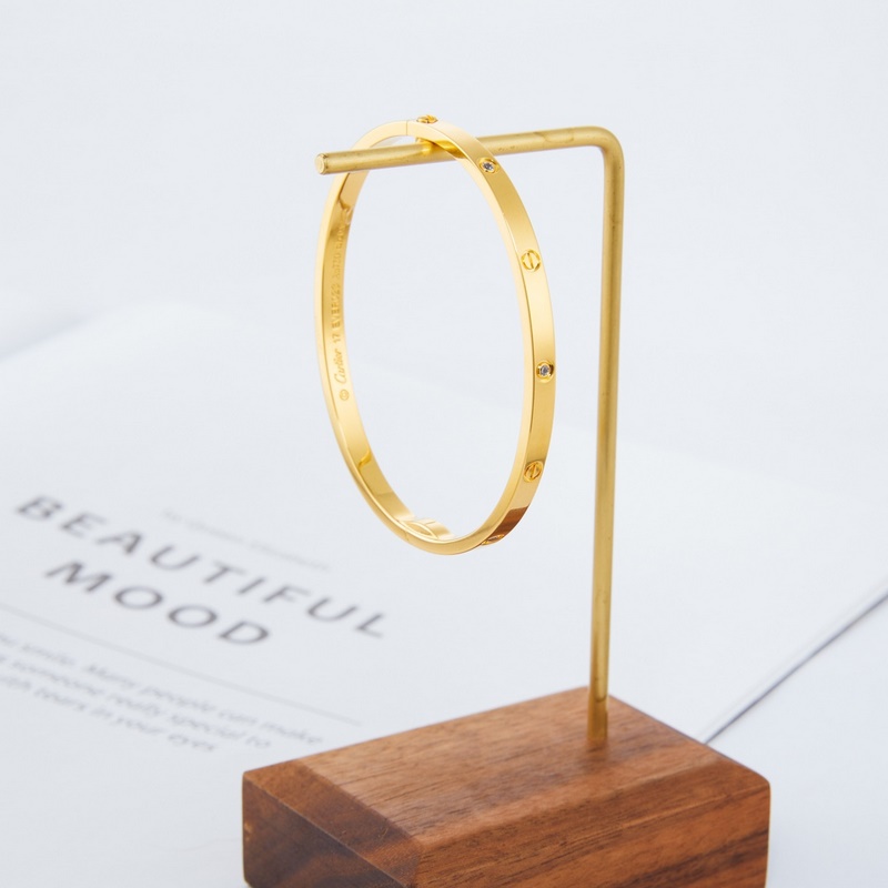 卡地亞 Cartier窄版六鑽手鐲 金黃色 [V金版本] 圈口[16 17 18