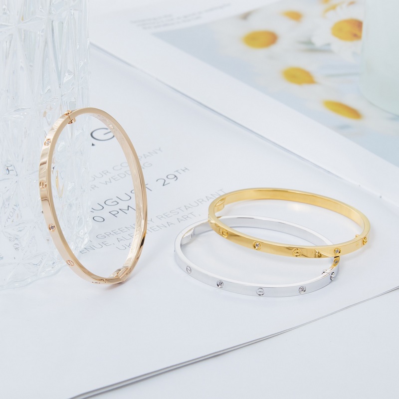 卡地亞 Cartier窄版六鑽手鐲 金黃色 [V金版本] 圈口[16 17 18