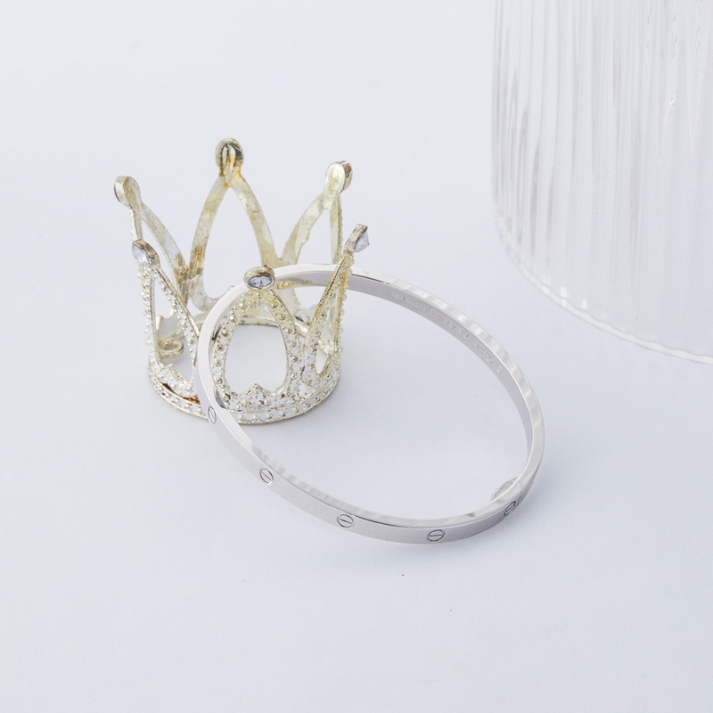 卡地亞 Cartier窄版無鑽手鐲 白金色[V金版本] 圈口[16 17 18