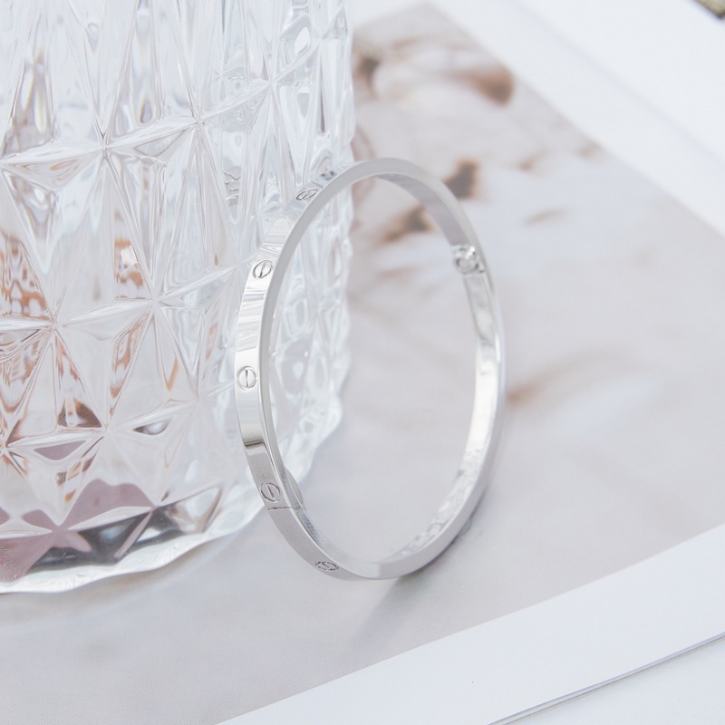 卡地亞 Cartier窄版無鑽手鐲 白金色[V金版本] 圈口[16 17 18