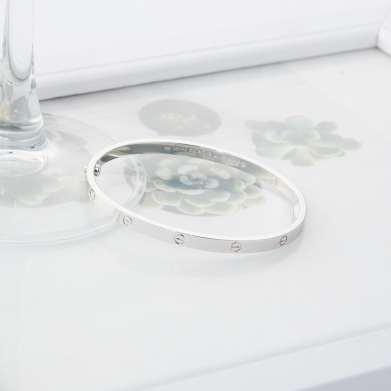 卡地亞 Cartier窄版無鑽手鐲 白金色[V金版本] 圈口[16 17 18