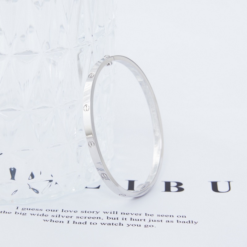 卡地亞 Cartier窄版無鑽手鐲 白金色[V金版本] 圈口[16 17 18