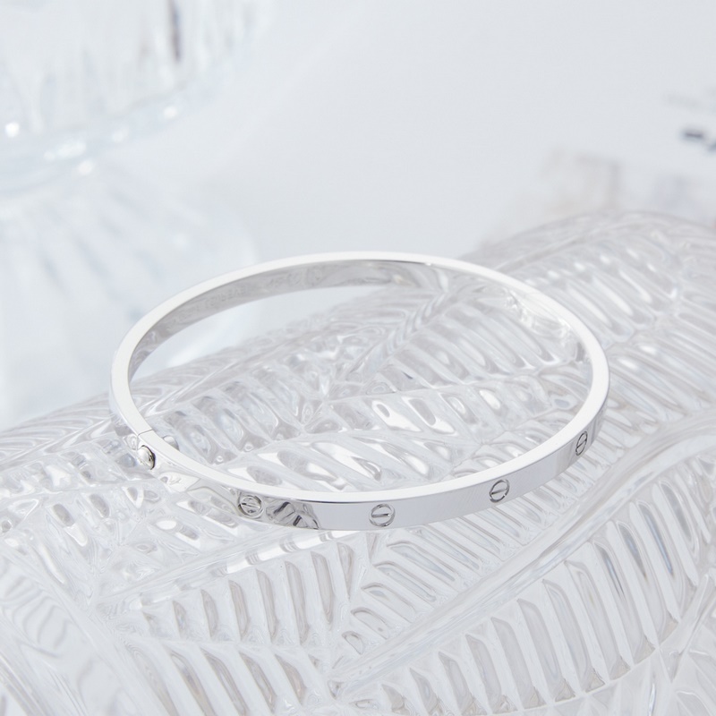 卡地亞 Cartier窄版無鑽手鐲 白金色[V金版本] 圈口[16 17 18