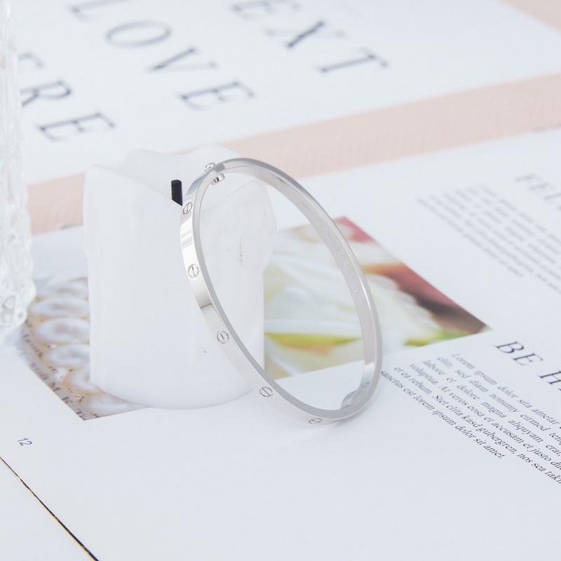 卡地亞 Cartier窄版無鑽手鐲 白金色[V金版本] 圈口[16 17 18