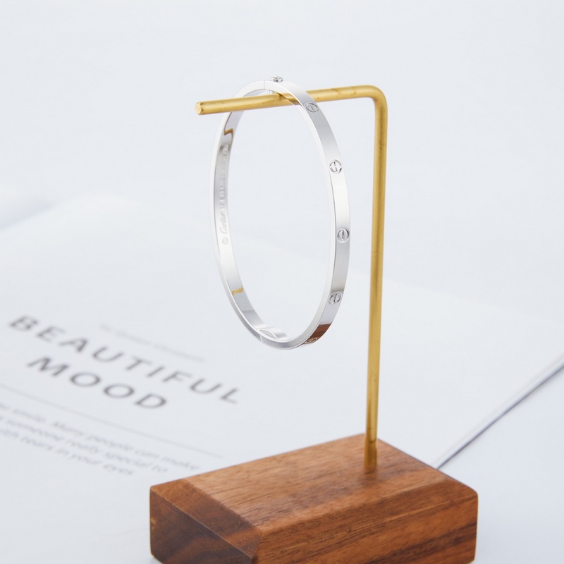 卡地亞 Cartier窄版無鑽手鐲 白金色[V金版本] 圈口[16 17 18