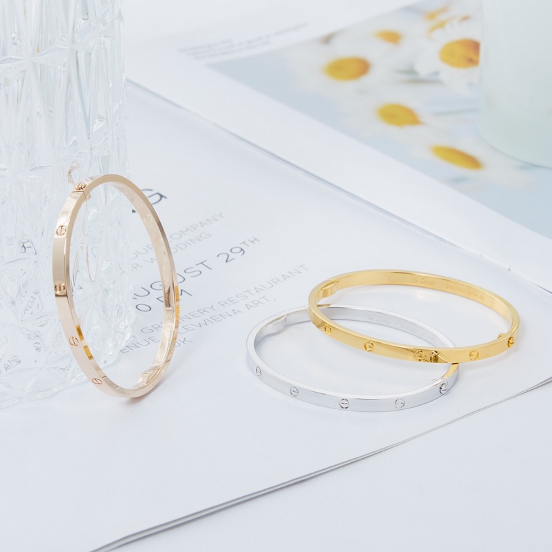 卡地亞 Cartier窄版無鑽手鐲 白金色[V金版本] 圈口[16 17 18