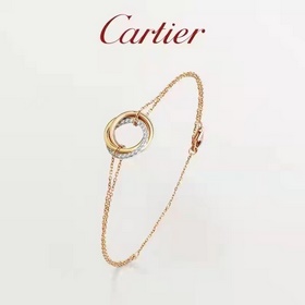 卡地亞 Cartier手鍊 新品三環三色手鍊 白鑽 粉鑽