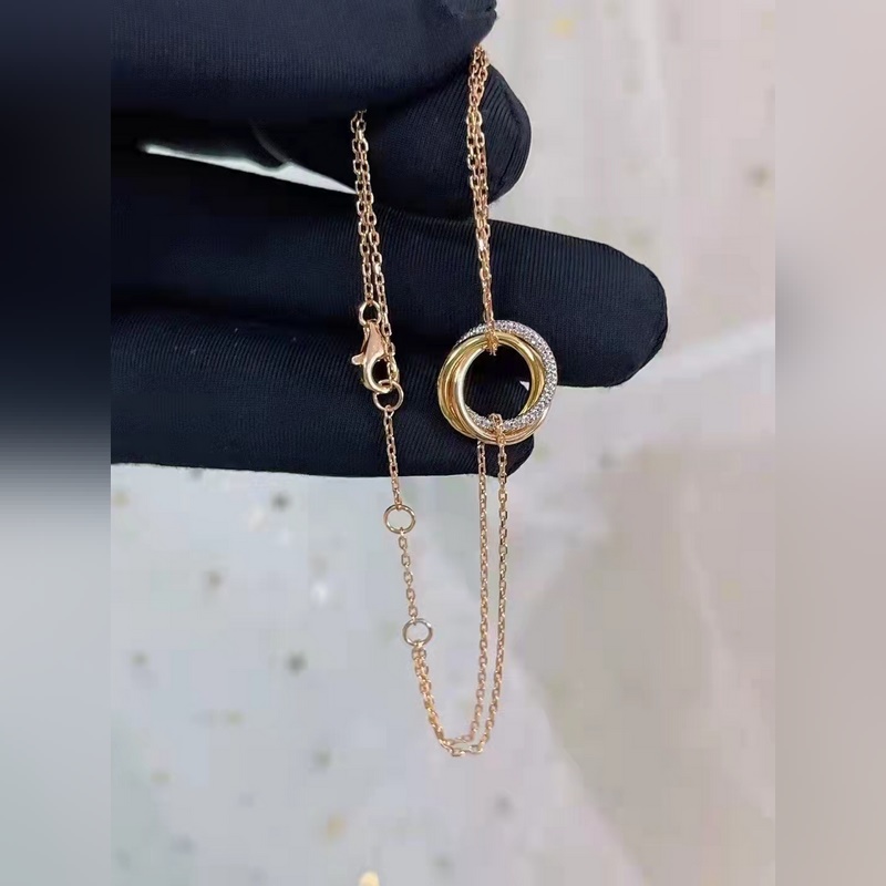 卡地亞 Cartier手鍊 新品三環三色手鍊 白鑽 粉鑽
