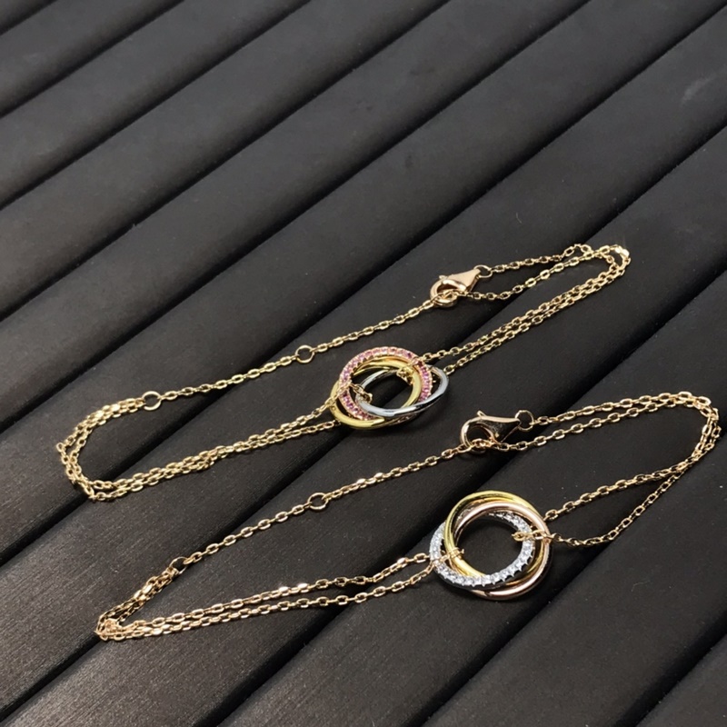 卡地亞 Cartier手鍊 新品三環三色手鍊 白鑽 粉鑽