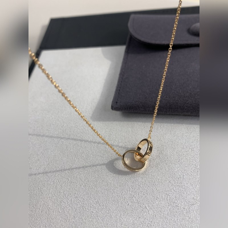 [原單對版] (配全套包裝) 無鑽雙環項鍊~ love雙環項鍊玫瑰金 經典的卡