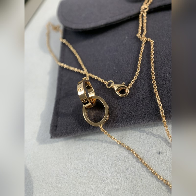 [原單對版] (配全套包裝) 無鑽雙環項鍊~ love雙環項鍊玫瑰金 經典的卡