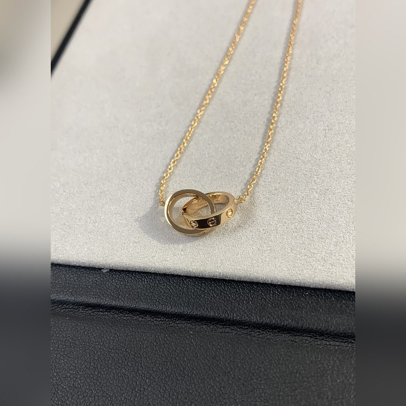 [原單對版] (配全套包裝) 無鑽雙環項鍊~ love雙環項鍊玫瑰金 經典的卡