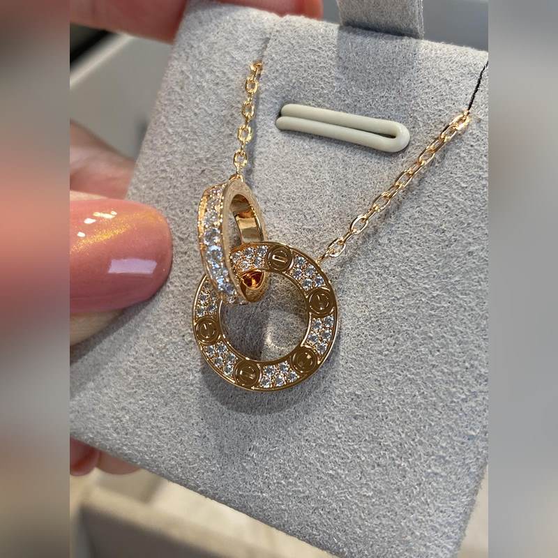 [原單對版] (配全套包裝) 卡家雙環雙面love項鍊，大量來貨