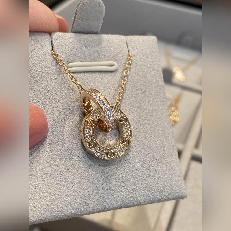 [原單對版] (配全套包裝) 卡家雙環雙面love項鍊，大量來貨