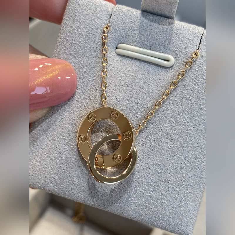 [原單對版] (配全套包裝) 卡家雙環雙面love項鍊，大量來貨