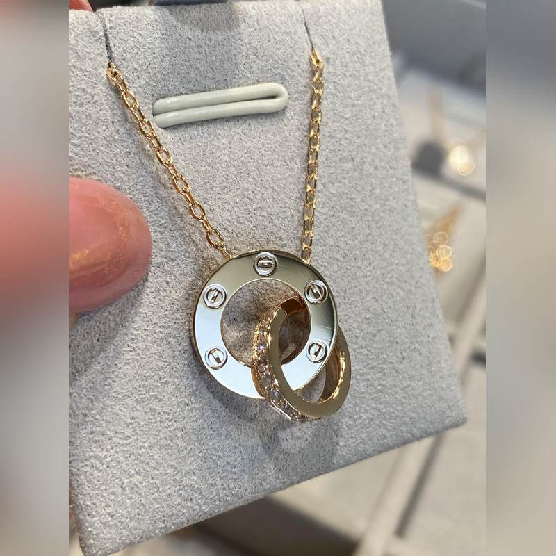 [原單對版] (配全套包裝) 卡家雙環雙面love項鍊，大量來貨