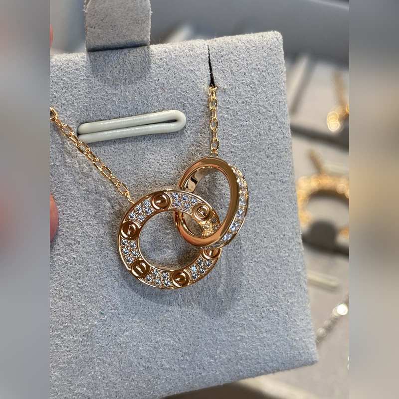 [原單對版] (配全套包裝) 卡家雙環雙面love項鍊，大量來貨