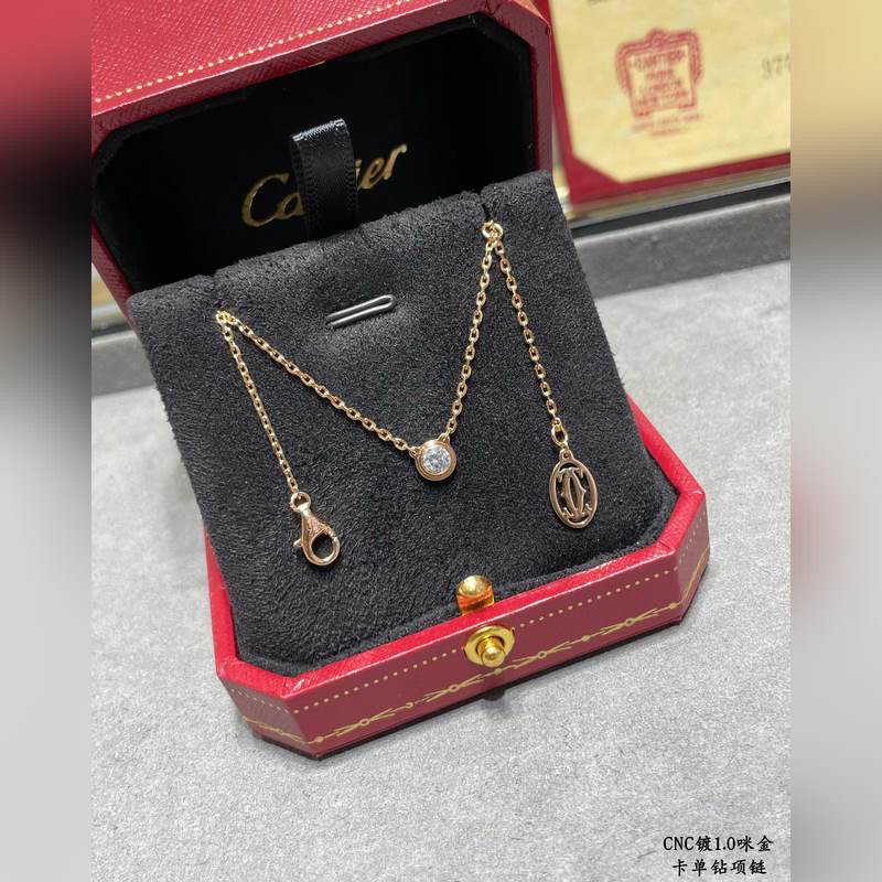 [原單對(duì)版] (配全套包裝) 卡地亞 Cartier單鑽項(xiàng)鍊。經(jīng)典制作 小巧的