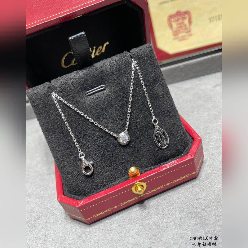 [原單對(duì)版] (配全套包裝) 卡地亞 Cartier單鑽項(xiàng)鍊。經(jīng)典制作 小巧的