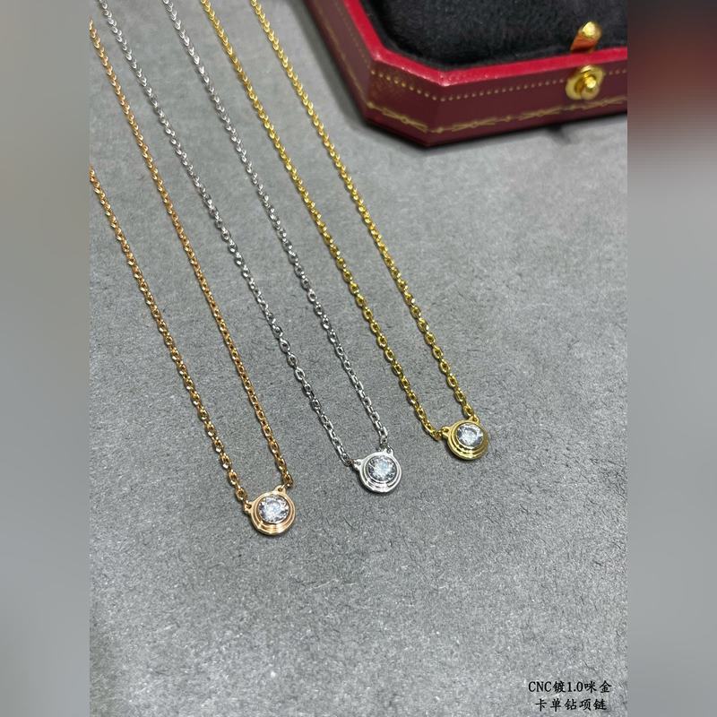 [原單對(duì)版] (配全套包裝) 卡地亞 Cartier單鑽項(xiàng)鍊。經(jīng)典制作 小巧的