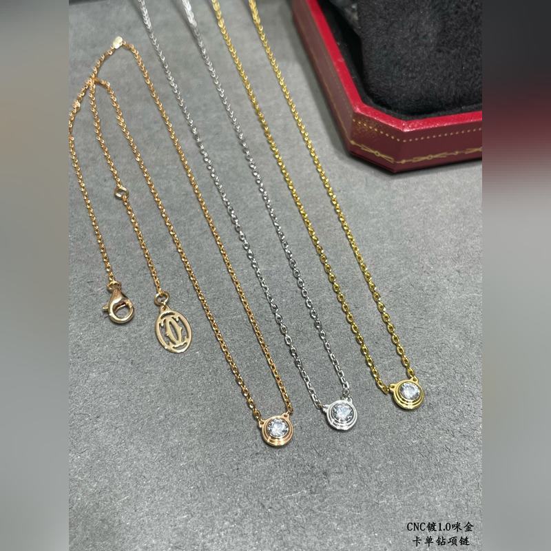 [原單對(duì)版] (配全套包裝) 卡地亞 Cartier單鑽項(xiàng)鍊。經(jīng)典制作 小巧的