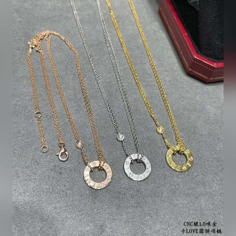 [原單對版] (配全套包裝) 卡地亞 Cartier經典LOVE雙面圓餅項鍊