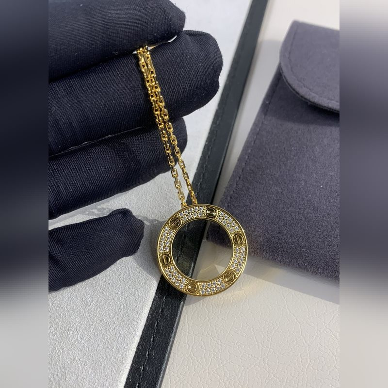 [原單對版] (配全套包裝) 卡地亞 Cartier經典Love滿鑽大餅項鍊。