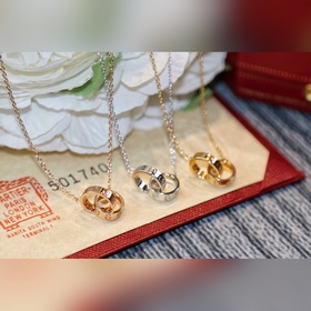 [原單對(duì)版] (配全套包裝) 卡地亞 Cartier新款雙環(huán)項(xiàng)鍊！，雙環(huán)相扣，