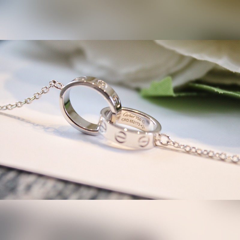 [原單對版] (配全套包裝) 卡地亞 Cartier新款雙環項鍊！，雙環相扣，