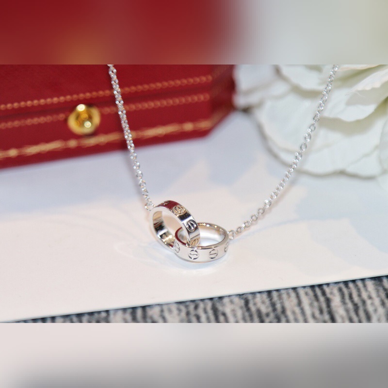 [原單對版] (配全套包裝) 卡地亞 Cartier新款雙環項鍊！，雙環相扣，