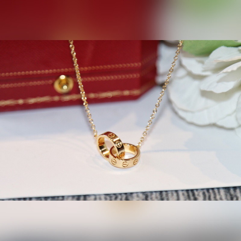 [原單對版] (配全套包裝) 卡地亞 Cartier新款雙環項鍊！，雙環相扣，