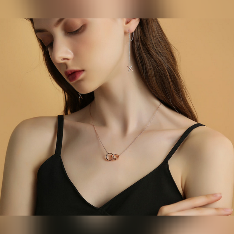 [原單對版] (配全套包裝) 卡地亞 Cartier新款雙環項鍊！，雙環相扣，