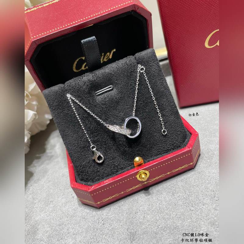 [原單對版] (配全套包裝) 卡地亞 Cartier經典雙環帶鑽項鍊