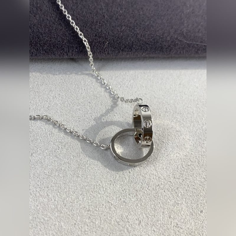 [原單頂級] (配全套包裝) love雙環(huán)項(xiàng)鍊玫瑰金 經(jīng)典的卡地亞 Cartie