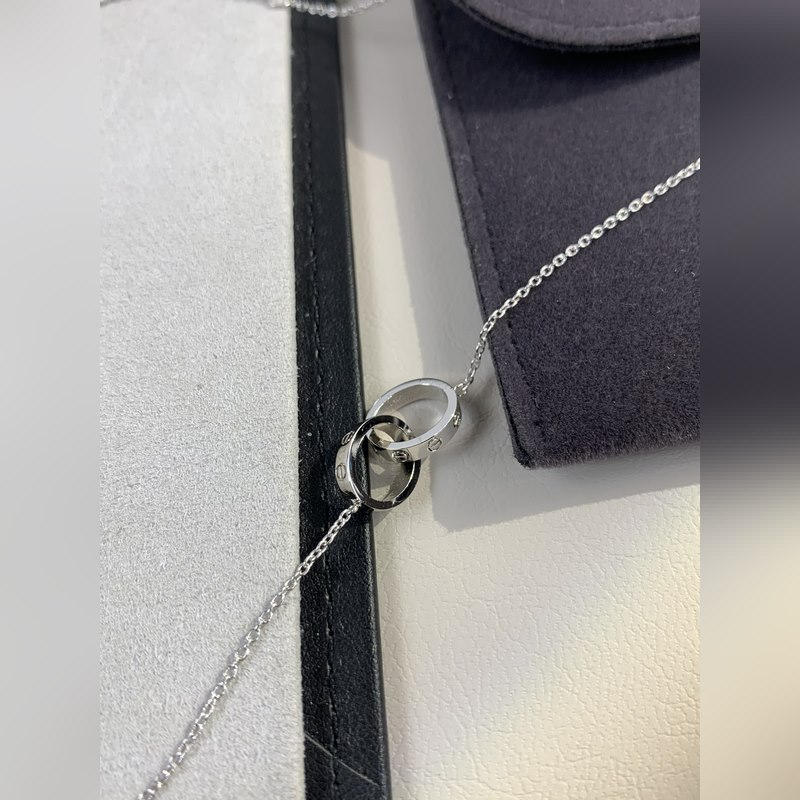 [原單頂級] (配全套包裝) love雙環(huán)項(xiàng)鍊玫瑰金 經(jīng)典的卡地亞 Cartie