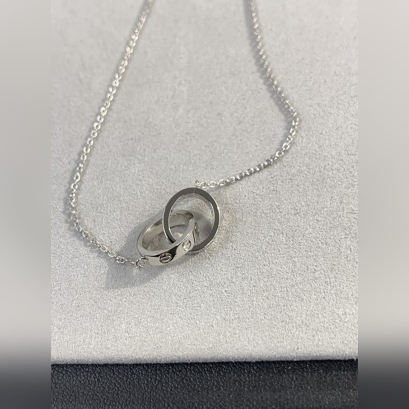 [原單頂級] (配全套包裝) love雙環(huán)項(xiàng)鍊玫瑰金 經(jīng)典的卡地亞 Cartie