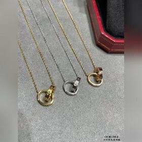 [原單對(duì)版] (配全套包裝) 卡地亞 Cartier經(jīng)典CNC雙環(huán)光面項(xiàng)鍊