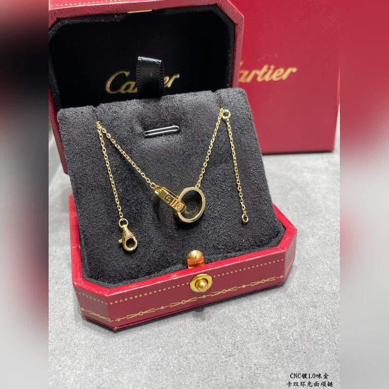 [原單對版] (配全套包裝) 卡地亞 Cartier經典CNC雙環光面項鍊