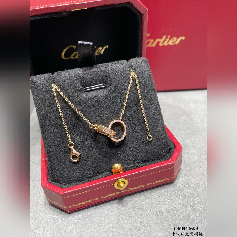 [原單對版] (配全套包裝) 卡地亞 Cartier經典CNC雙環光面項鍊