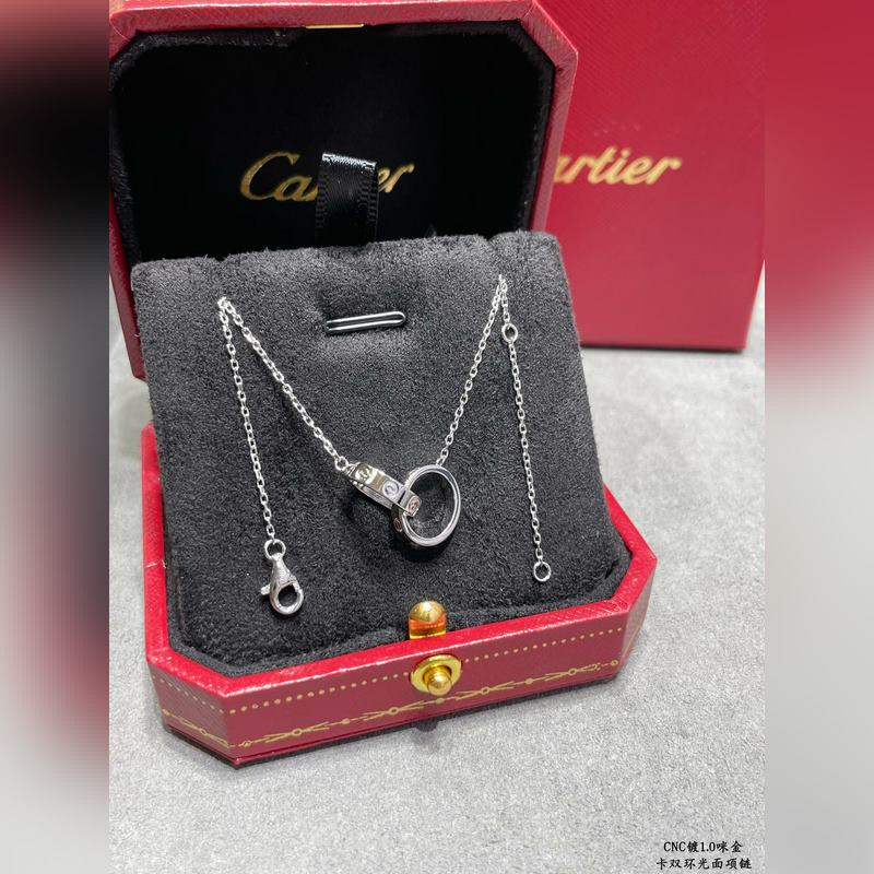 [原單對版] (配全套包裝) 卡地亞 Cartier經典CNC雙環光面項鍊