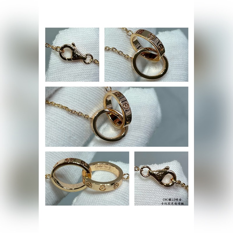[原單對版] (配全套包裝) 卡地亞 Cartier經典CNC雙環光面項鍊