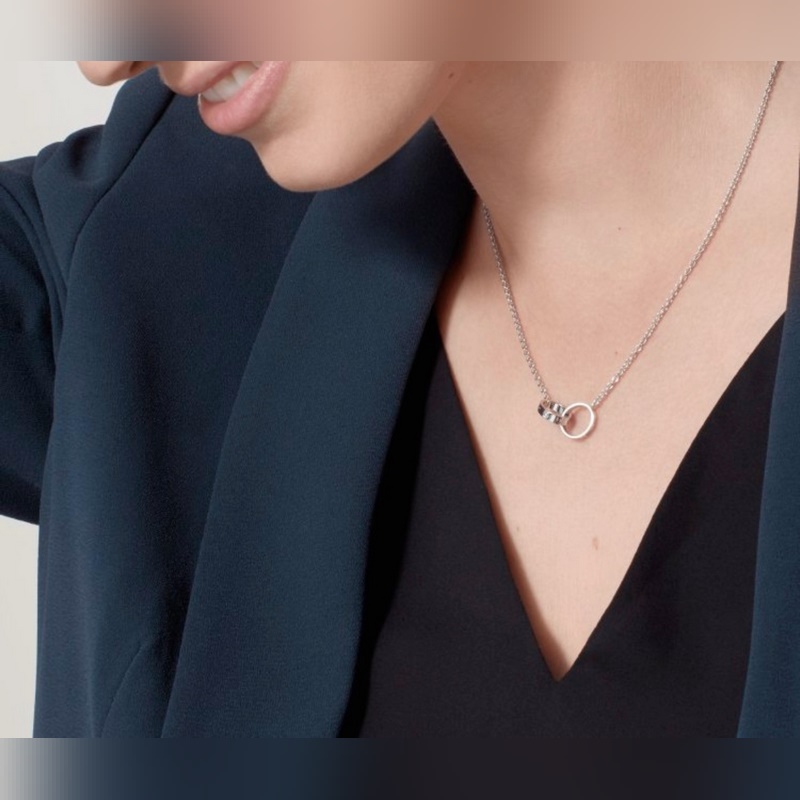 [原單對版] (配全套包裝) 卡地亞 Cartier經典CNC雙環光面項鍊