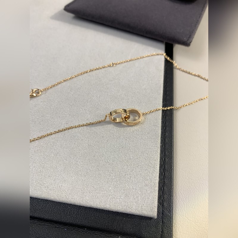 [原單對版] (配全套包裝) 無鑽雙環項鍊~ love雙環項鍊玫瑰金 經典的卡