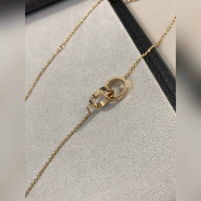 [原單對版] (配全套包裝) 無鑽雙環項鍊~ love雙環項鍊玫瑰金 經典的卡