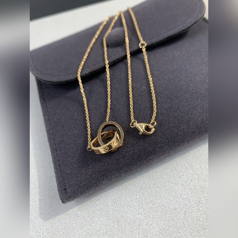 [原單對版] (配全套包裝) 無鑽雙環項鍊~ love雙環項鍊玫瑰金 經典的卡