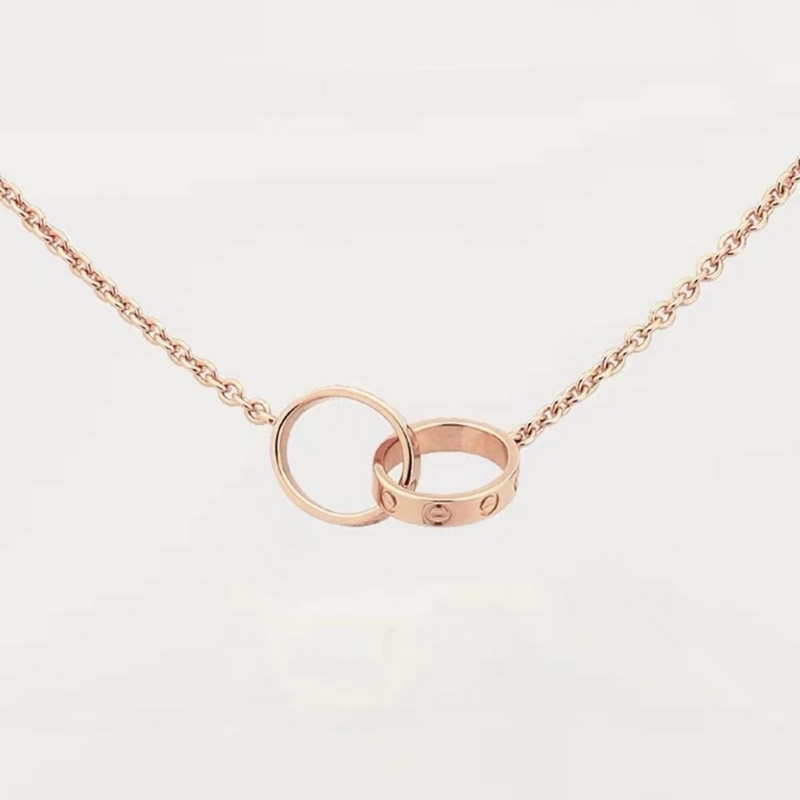 [原單對版] (配全套包裝) 卡地亞 Cartier雙環(huán) 無鑽項(xiàng)鍊 兩兩相扣、