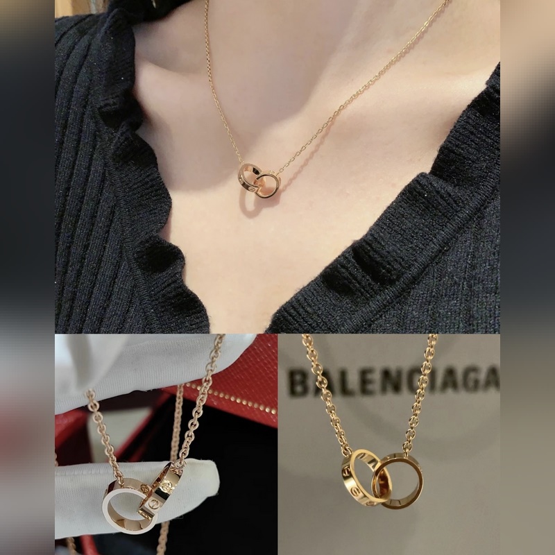 [原單對版] (配全套包裝) 卡地亞 Cartier雙環(huán) 無鑽項(xiàng)鍊 兩兩相扣、